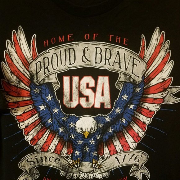 USA Shirt LARGE Proud and Brave since 1776 B4 - Picture 2 of 3